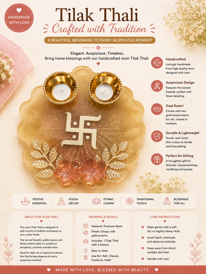 Shubh Tilak Resin Thali – Handcrafted Pooja & Festive Platter
