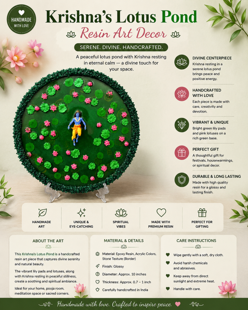 Krishna’s Lotus Pond Handcrafted Resin Art